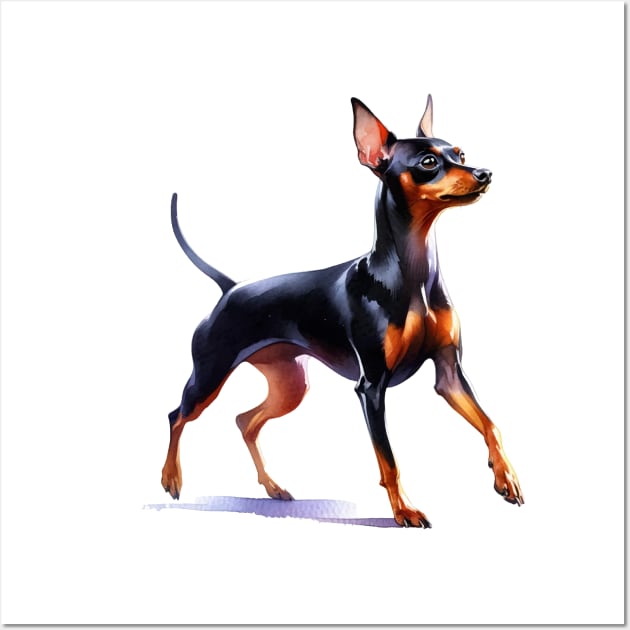 Miniature Pinscher Watercolor - Beautiful Dog Wall Art by Edd Paint Something